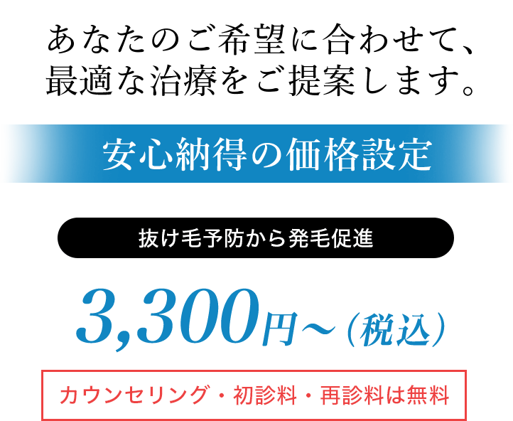安心納得の価格設定